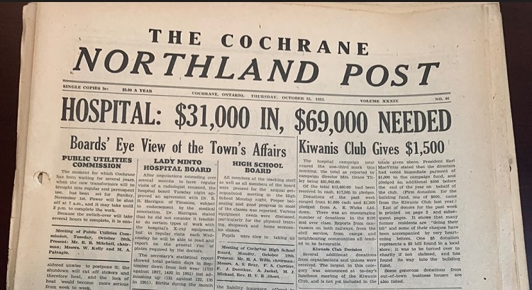 Cochrane history: 1953 hospital campaign